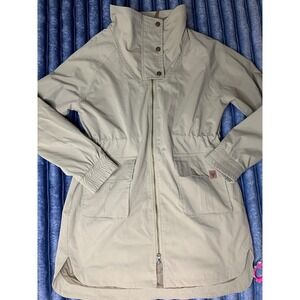 LIV Outdoor Womens Tan Utility Jacket Longline Cinch‎ Waist Cargo Pockets Medium